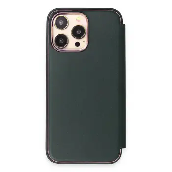 Newface iPhone 14 Pro Kılıf Dolpin Kapaklı - Koyu Yeşil