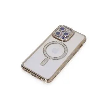 Newface iPhone 14 Pro Kılıf Joke Simli Magneticsafe Kılıf - Gold