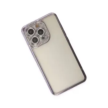 Newface iPhone 14 Pro Kılıf Joke Taşlı Silikon - Mor