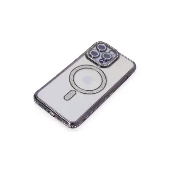 Newface iPhone 14 Pro Max Kılıf Joke Simli Magneticsafe Kılıf - Derin Mor