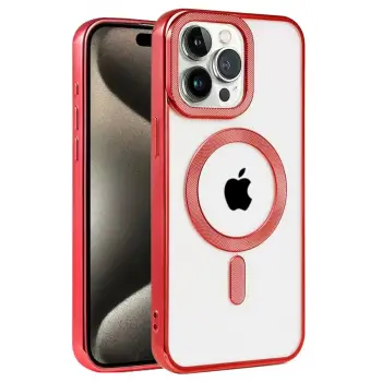 Newface Apple iPhone 14 Pro Max Kılıf Kronos Magsafe Kapak - Kırmızı