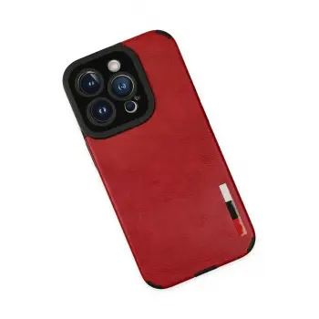 Newface iPhone 14 Pro Max Kılıf Loop Deri Silikon - Kırmızı
