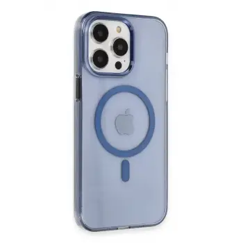 Newface Apple iPhone 14 Pro Max Kılıf Tron Şeffaf Magsafe Kapak - Mavi