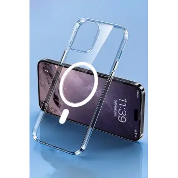 Newface iPhone 14 Pro Max Kılıf Tron Şeffaf Magsafe Kapak - Şeffaf