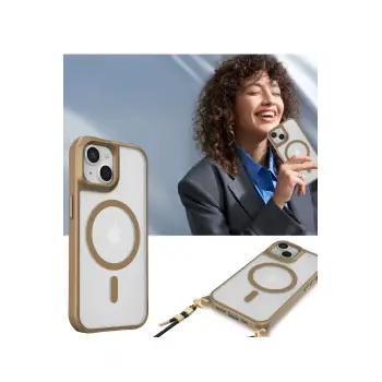 Newface iPhone 15 Plus Kılıf Enka Magsafe Silikon Kılıf - Desert