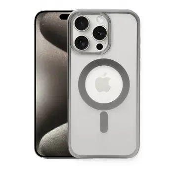 Newface Apple iPhone 15 Pro Max Kılıf Erozi Magsafe Kapak - Gümüş