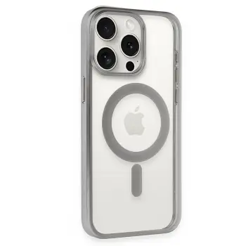 Newface iPhone 15 Pro Max Kılıf Erozi Magsafe Kapak - Gümüş