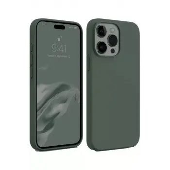 Newface Apple iPhone 15 Pro Max Kılıf First Silikon - Koyu Yeşil