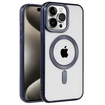 Newface Apple iPhone 15 Pro Max Kılıf Kronos Magsafe Kapak - Lacivert