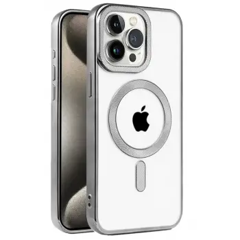Newface Apple iPhone 15 Pro Max Kılıf Kronos Magsafe Kapak - Titanyum Gri