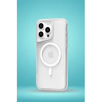 Newface iPhone 15 Pro Max Kılıf PC Poso Magsafe Kapak - Şeffaf