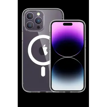 Newface iPhone 15 Pro Max Kılıf Tron Şeffaf Magsafe Kapak - Şeffaf