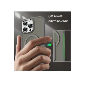 Newface iPhone 15 Pro Tork Magsafe Standlı Kapak - Lila
