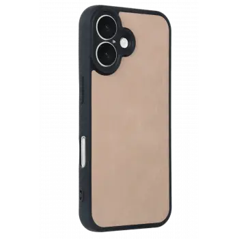 Newface iPhone 16 Kılıf Aras Deri Kapak - Pudra