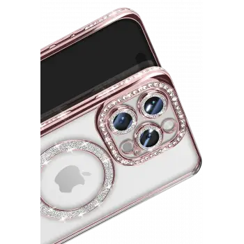 Newface iPhone 16 Pro Max Kılıf Joke Simli Magneticsafe Kılıf - Pembe