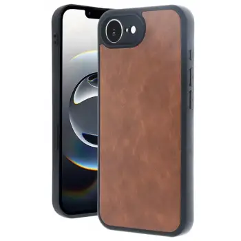 Newface Apple iPhone 16E Kılıf Aras Deri Kapak - Taba