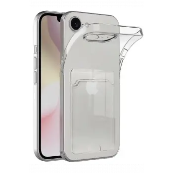 Newface iPhone 16E Kılıf Kart Şeffaf Silikon - Şeffaf
