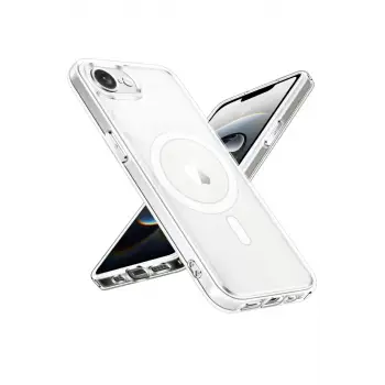 Newface Apple iPhone 16E Kılıf Magneticsafe Şeffaf Silikon - Şeffaf