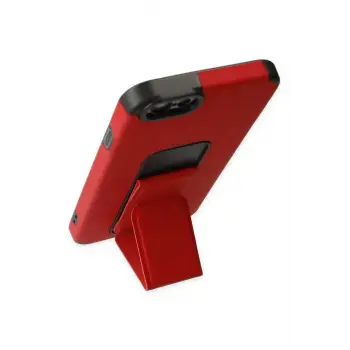 Newface iPhone 6 Kılıf Mega Standlı Silikon - Kırmızı