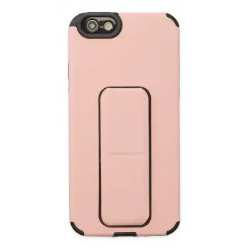 Newface Apple iPhone 6 Kılıf Mega Standlı Silikon - Pudra