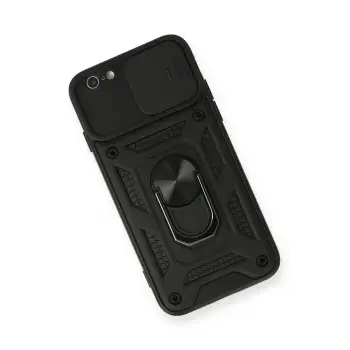 Newface iPhone 6 Kılıf Pars Lens Yüzüklü Silikon - Siyah