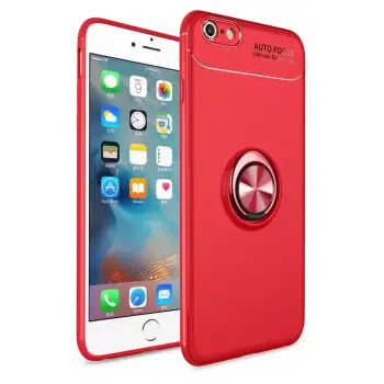 Newface Apple iPhone 6 Kılıf Range Yüzüklü Silikon - Kırmızı