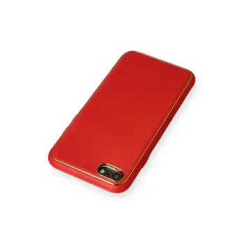 Newface iPhone 7 Kılıf Coco Deri Silikon Kapak - Kırmızı