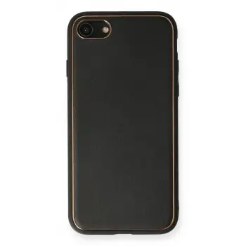 Newface Apple iPhone 7 Kılıf Coco Deri Silikon Kapak - Siyah