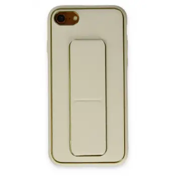 Newface iPhone 7 Kılıf Coco Deri Standlı Kapak - Beyaz