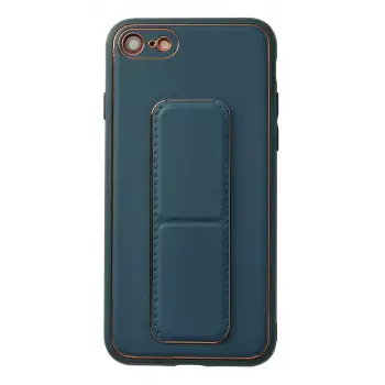 Newface Apple iPhone 7 Kılıf Coco Deri Standlı Kapak - Mavi