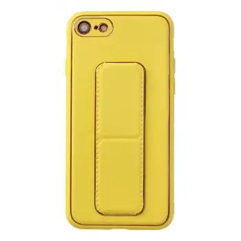 Newface Apple iPhone 7 Kılıf Coco Deri Standlı Kapak - Sarı