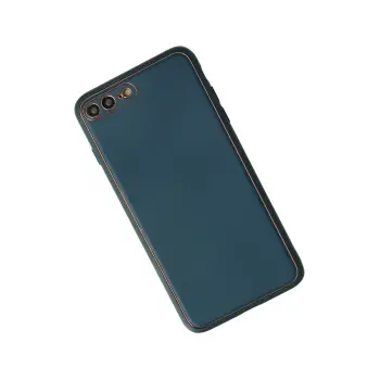 Newface Apple iPhone 7 Plus Kılıf Coco Deri Silikon Kapak - Mavi
