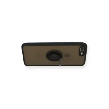 Newface iPhone 7 Plus Kılıf Montreal Yüzüklü Silikon Kapak - Siyah
