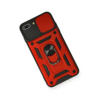 Newface iPhone 7 Plus Kılıf Pars Lens Yüzüklü Silikon - Kırmızı