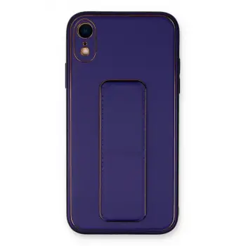 Newface Apple iPhone XR Kılıf Coco Deri Standlı Kapak - Mor