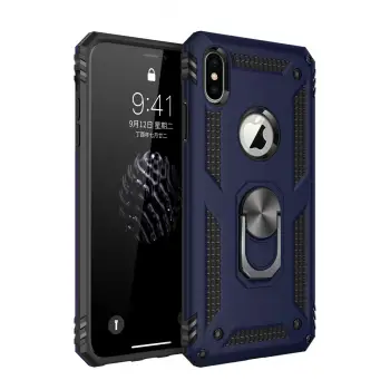 Newface iPhone XS Max Kılıf Sofya Yüzüklü Silikon Kapak - Lacivert