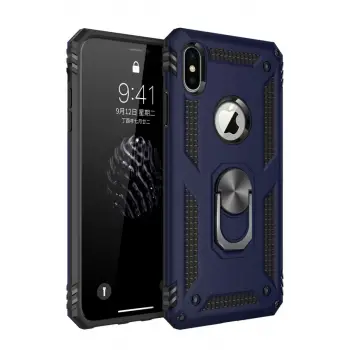 Newface Apple iPhone XS Max Kılıf Sofya Yüzüklü Silikon Kapak - Lacivert
