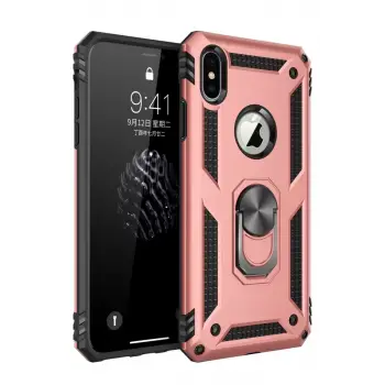 Newface Apple iPhone XS Max Kılıf Sofya Yüzüklü Silikon Kapak - Rose