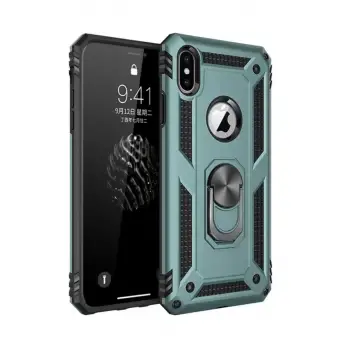 Newface Apple iPhone XS Max Kılıf Sofya Yüzüklü Silikon Kapak - Yeşil