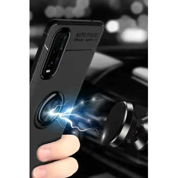 Newface Oppo Find X2 Kılıf Range Yüzüklü Silikon - Mavi