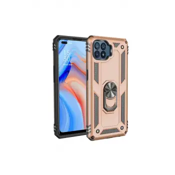 Newface Oppo Reno 4 Lite Kılıf Sofya Yüzüklü Silikon Kapak - Gold