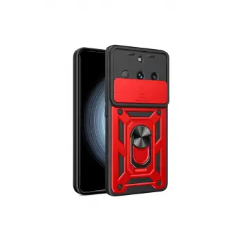 Newface Realme 11 Pro Kılıf Pars Lens Yüzüklü Silikon - Kırmızı
