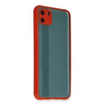Newface Realme C11 Kılıf Miami Şeffaf Silikon - Kırmızı