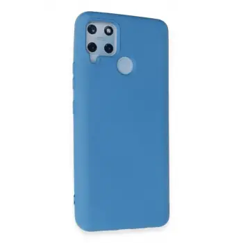 Newface Realme C15 Kılıf Nano içi Kadife Silikon - Mavi
