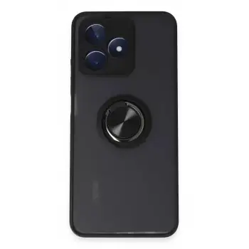Newface Realme C53 Kılıf Montreal Yüzüklü Silikon Kapak - Siyah