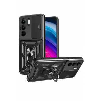 Newface Realme C75 4G Kılıf Pars Lens Yüzüklü Silikon - Siyah