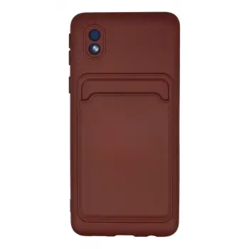 Newface Samsung Galaxy A01 Core Kılıf Kelvin Kartvizitli Silikon - Bordo