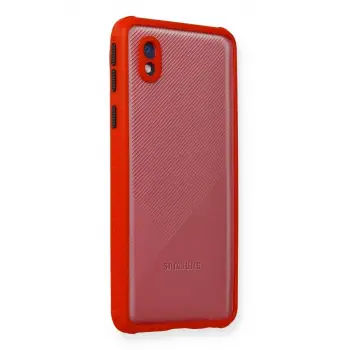 Newface Samsung Galaxy A01 Core Kılıf Miami Şeffaf Silikon - Kırmızı