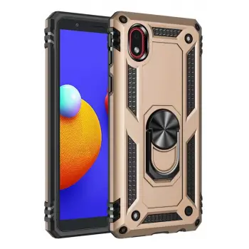 Newface Samsung Galaxy A01 Core Kılıf Sofya Yüzüklü Silikon Kapak - Gold