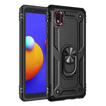 Newface Samsung Galaxy A01 Core Kılıf Sofya Yüzüklü Silikon Kapak - Siyah